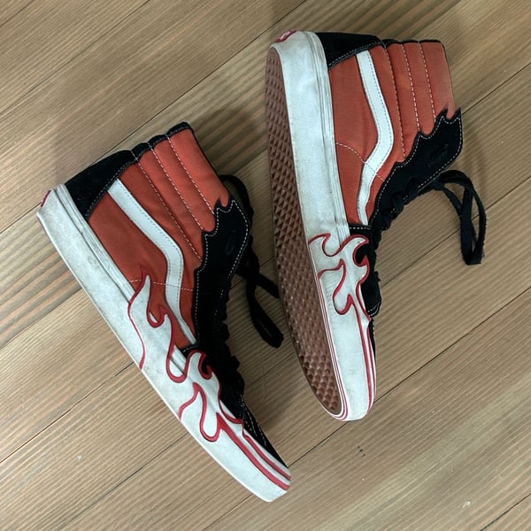 Vans Sk8-Hi Flame High Top Sneakers - Burnt Ochre/Black 11.5