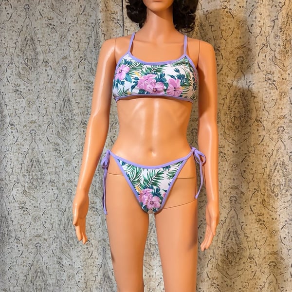 Rihoas Floral Hibiscus Print Bikini Set Size M