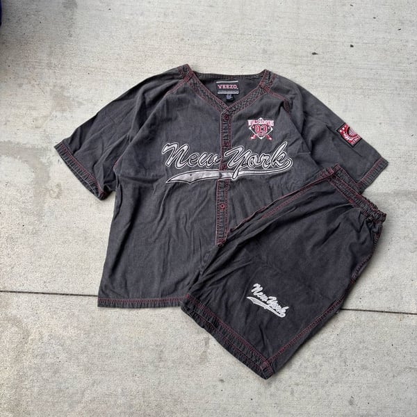 NWT Veezo Denim New York Shirt & Shorts Medium 2 Piece Set Vintage 03 Champions