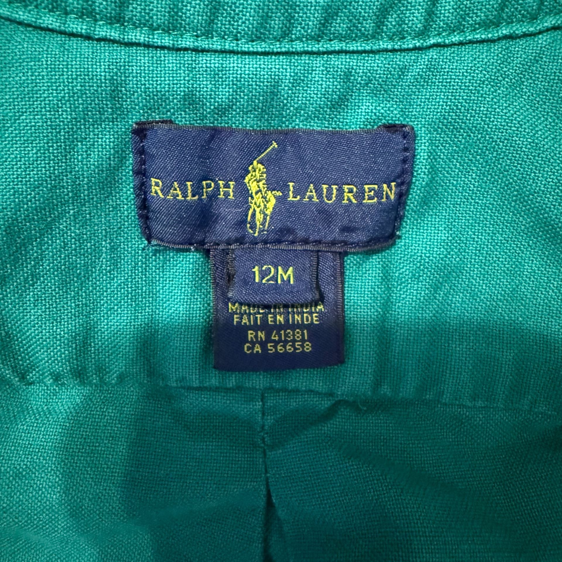 Ralph Lauren Baby Boys Iconic Oxford Long Sleeve Button-Down Shirt, Teal Green 5