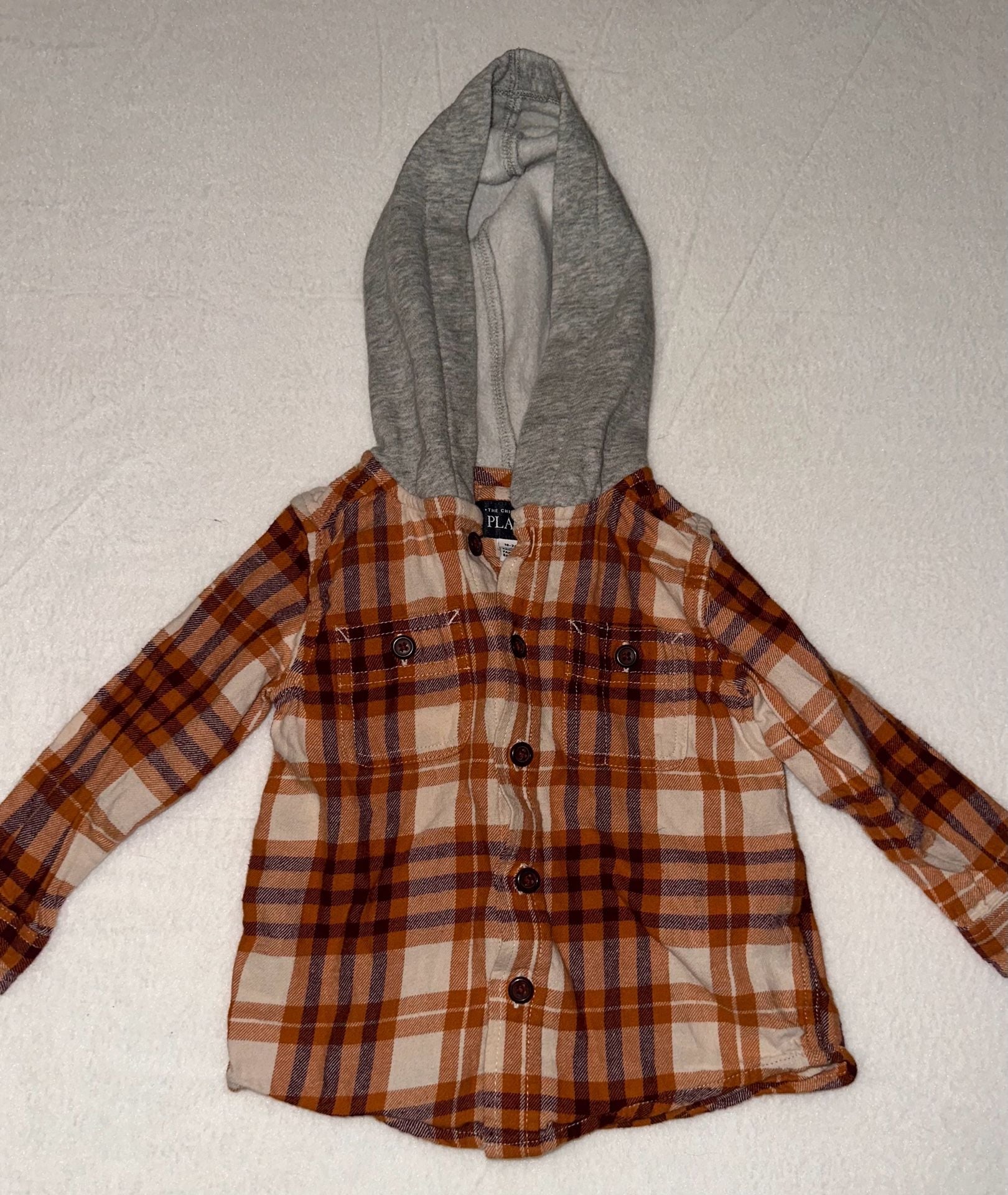 The Children's Place Toddler Boys Plaid Flannel Hooded Long Sleeve Button-Up Shirt 2
