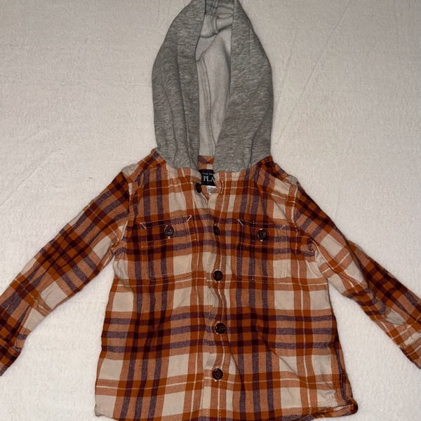 The Children's Place Toddler Boys Plaid Flannel Hooded Long Sleeve Button-Up Shirt