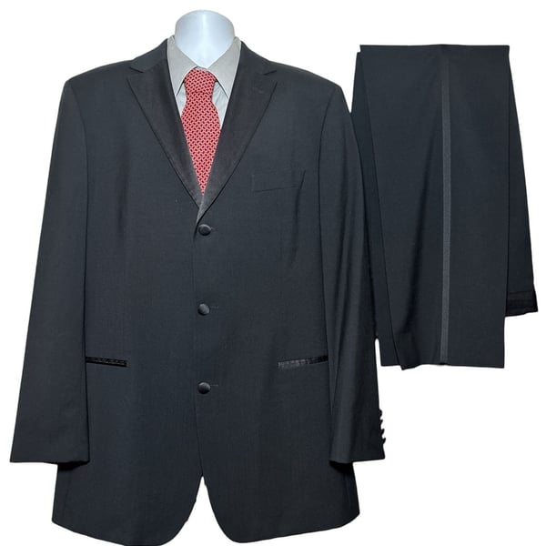 Hugo Boss Men's Black Two-Piece Tuxedo Suit with Satin Lapels