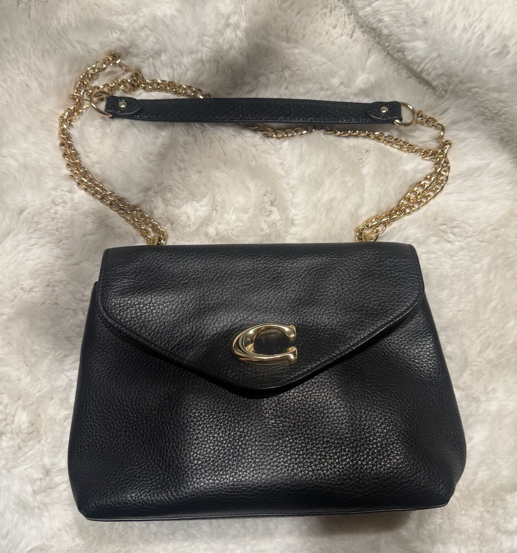 Coach Studio Shoulder Bag in Black Pebble Leather with Gold-Tone Signature C Hardware 2