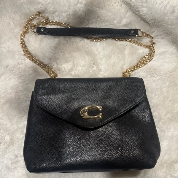 Coach Studio Shoulder Bag in Black Pebble Leather with Gold-Tone Signature C Hardware