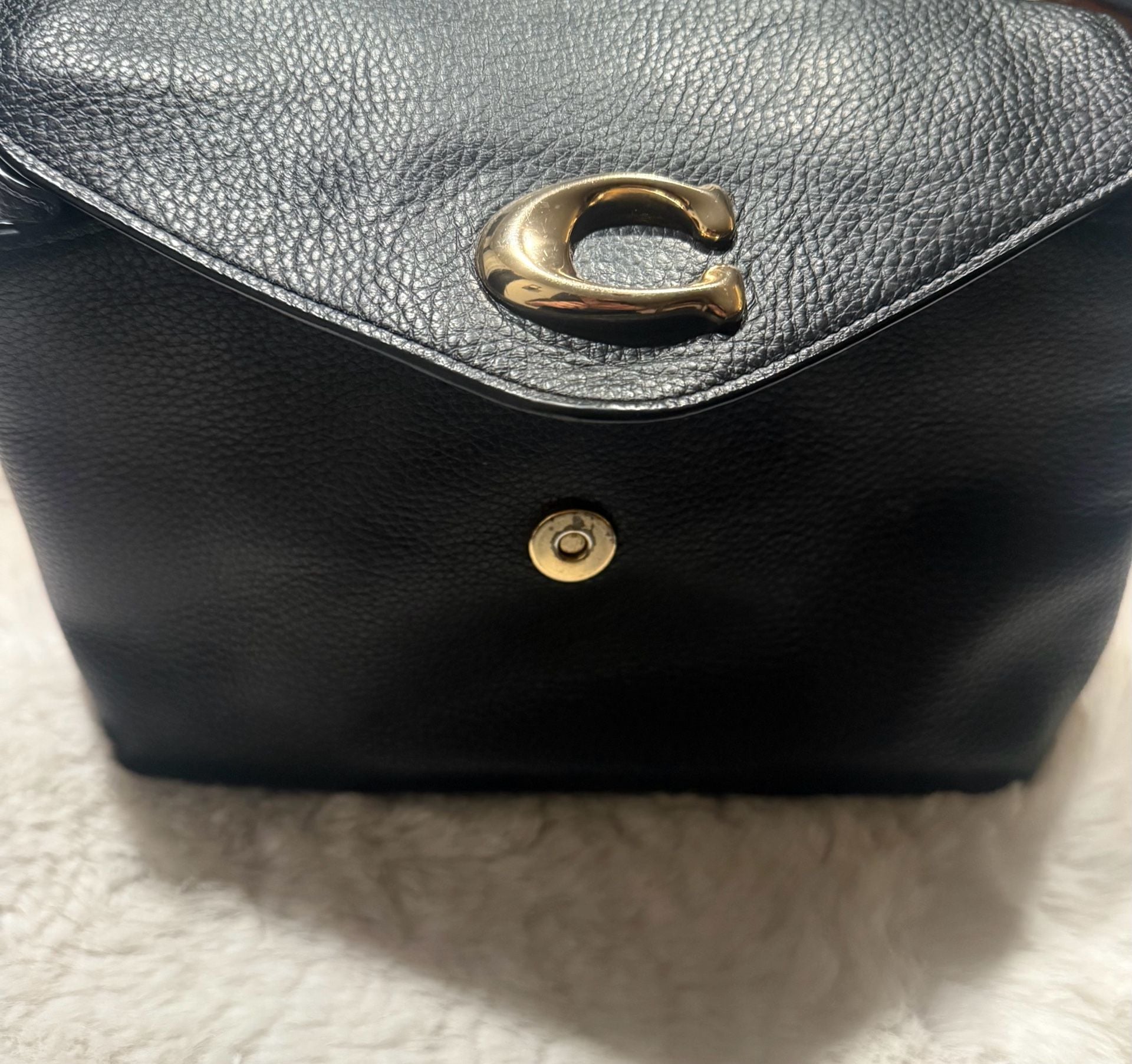 Coach Studio Shoulder Bag in Black Pebble Leather with Gold-Tone Signature C Hardware 13