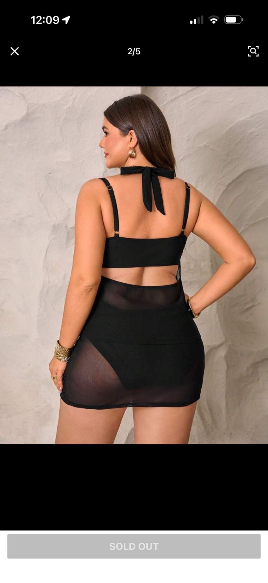 Halter Cowl Neck Mesh Mini Dress with O-Ring Detail 3