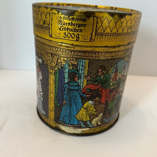 Vintage E. Otto Schmidt Nürnberger Lebkuchen Round Collectible Cookie Tin
