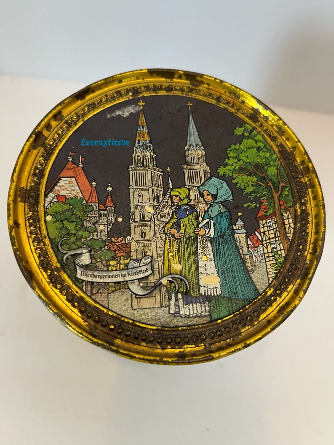 Vintage E. Otto Schmidt Nürnberger Lebkuchen Round Collectible Cookie Tin 2
