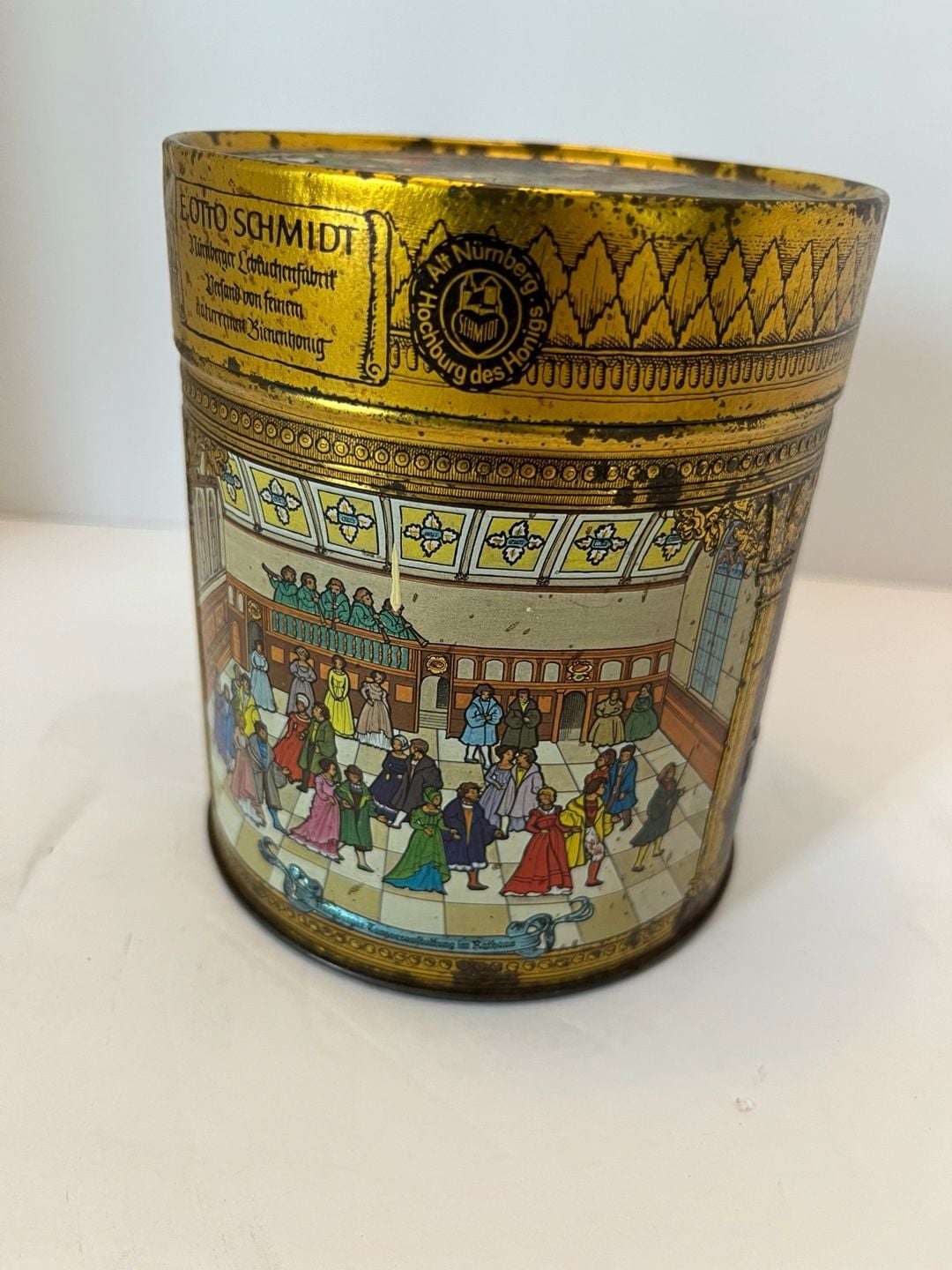 Vintage E. Otto Schmidt Nürnberger Lebkuchen Round Collectible Cookie Tin 4