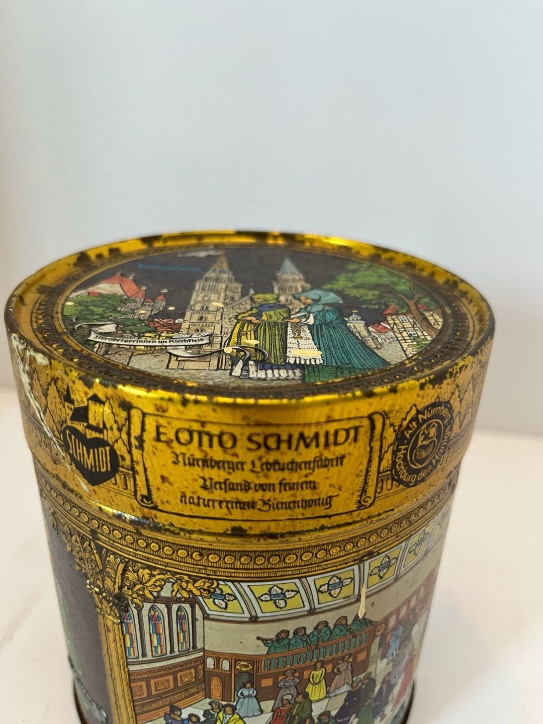 Vintage E. Otto Schmidt Nürnberger Lebkuchen Round Collectible Cookie Tin 5