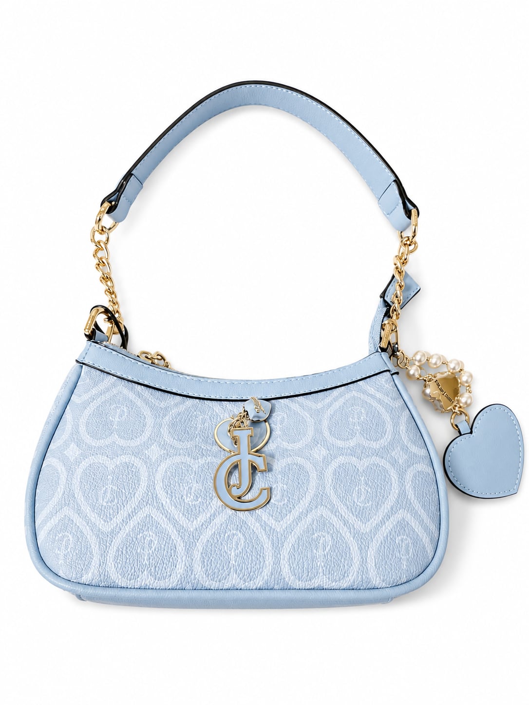 Juicy Couture Heart Pattern Monogram Shoulder Bag in Light Blue 1