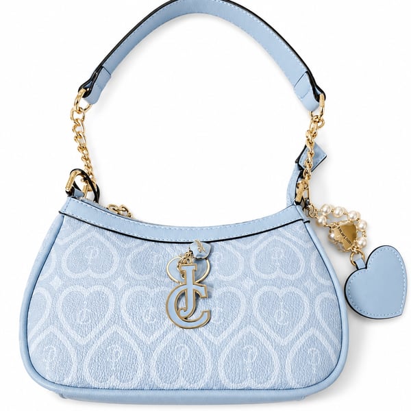 Juicy Couture Heart Pattern Monogram Shoulder Bag in Light Blue