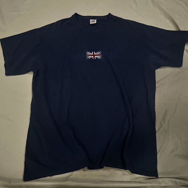 Vintage London England Union Jack Flag Navy T-Shirt