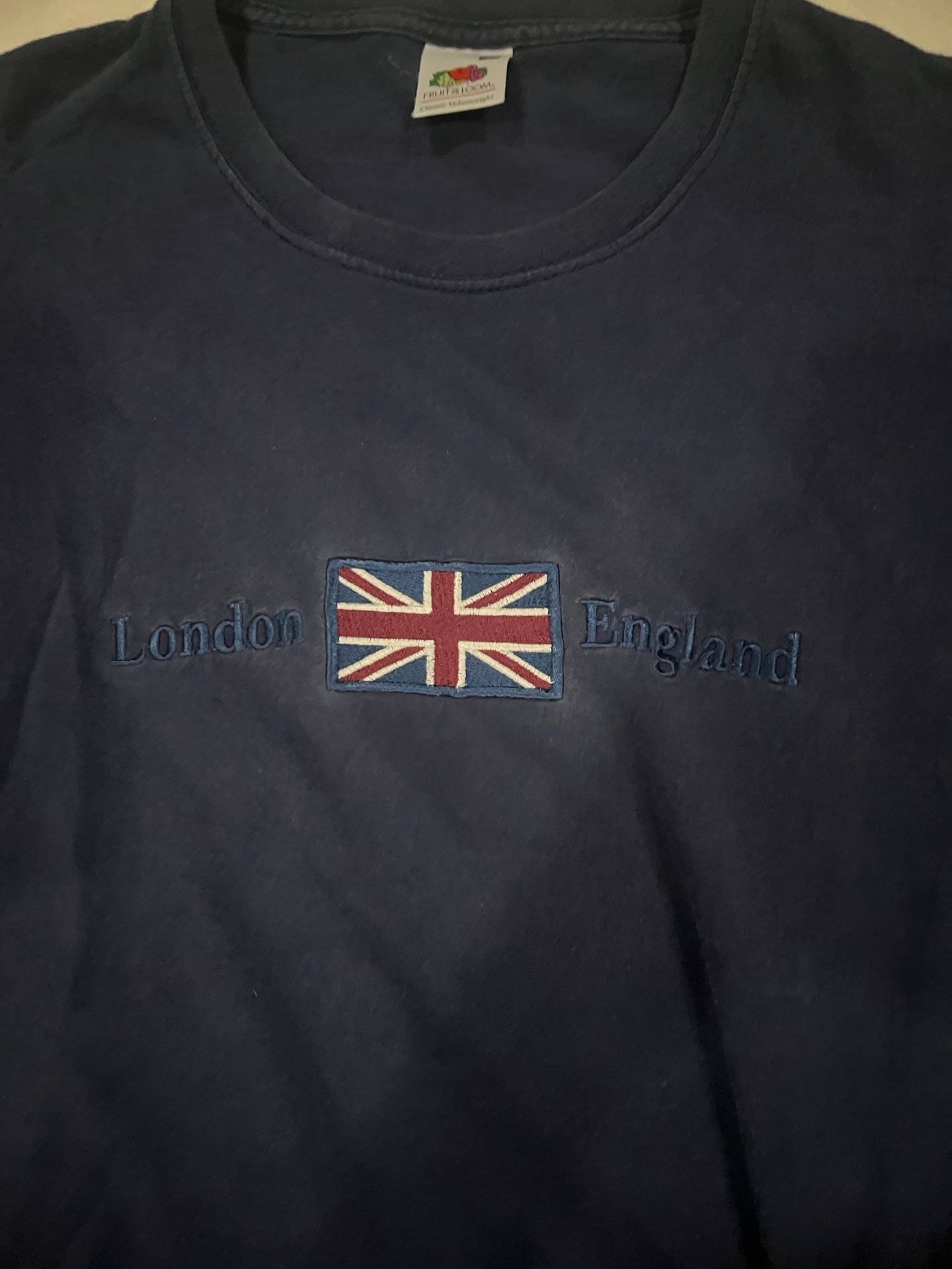 Vintage London England Union Jack Flag Navy T-Shirt 2