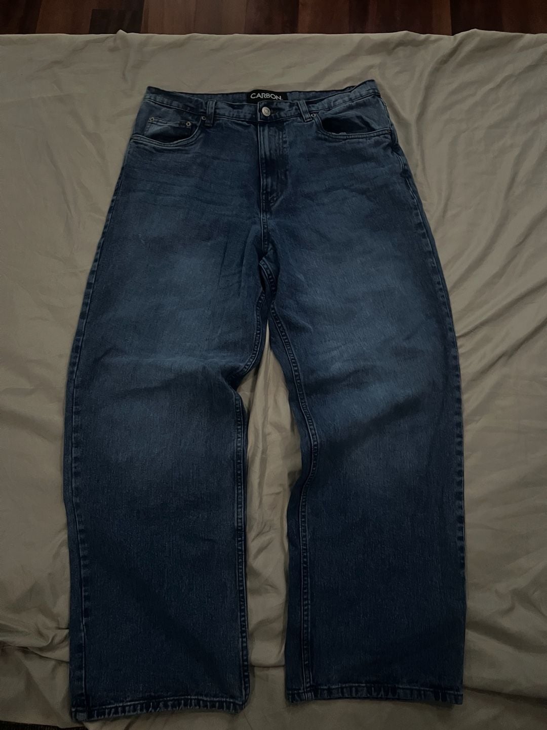 Carbon Dark Wash Wide Leg Denim Jeans 3
