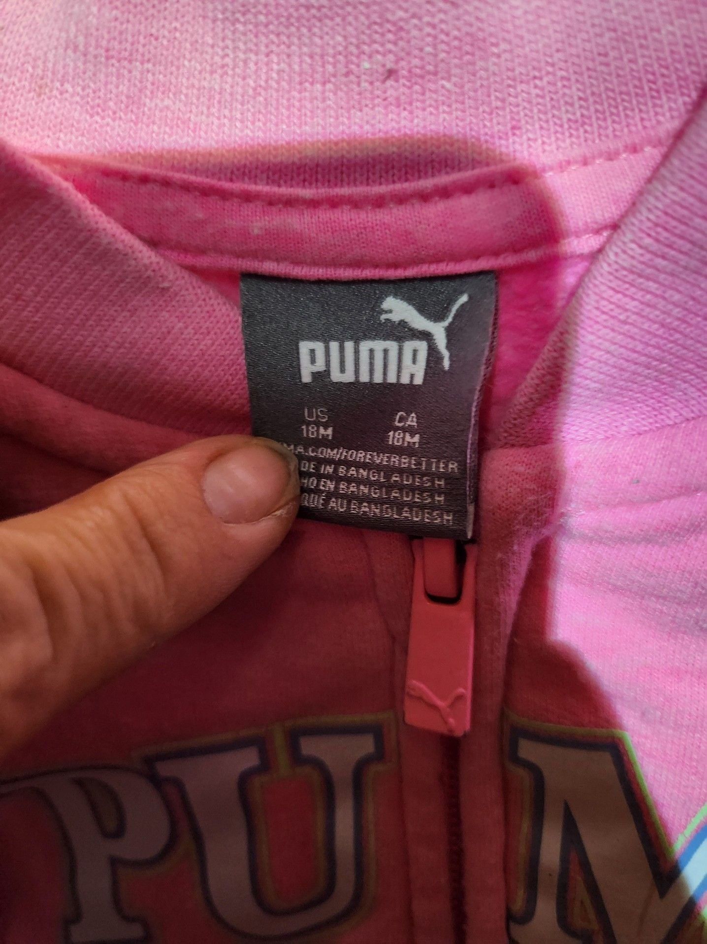 Puma Toddler Girls Pink Full-Zip Fleece Jacket with Ruffle Pockets, Size 18M 2