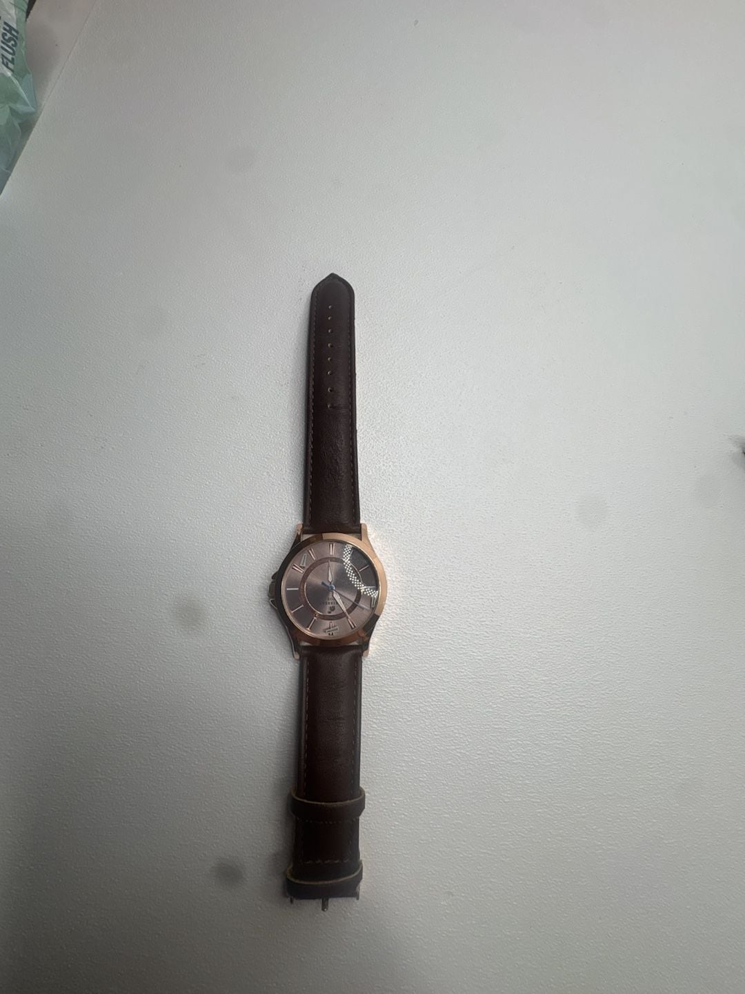 Caribbean Joe Men's Rose Gold Tone Analog Watch with Brown Leather Strap 3
