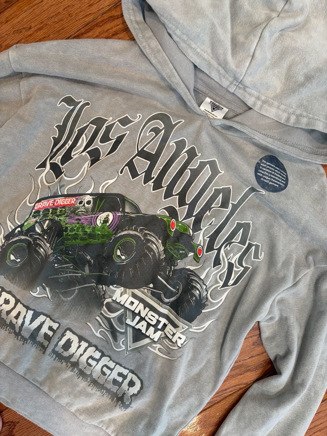 Monster Jam Grave Digger Los Angeles Graphic Mineral Wash Hoodie 2