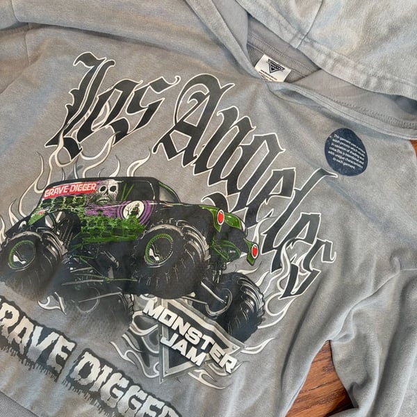 Monster Jam Grave Digger Los Angeles Graphic Mineral Wash Hoodie
