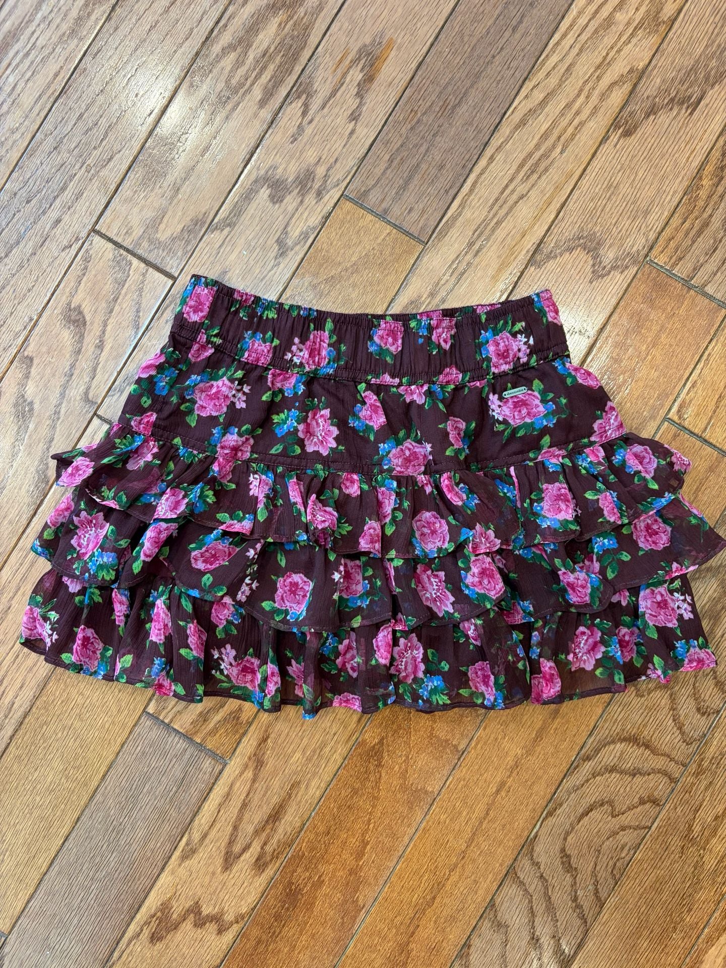 Abercrombie Kids Floral Print Tiered Ruffle Skirt Size XL 2