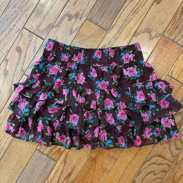 Abercrombie Kids Floral Print Tiered Ruffle Skirt Size XL