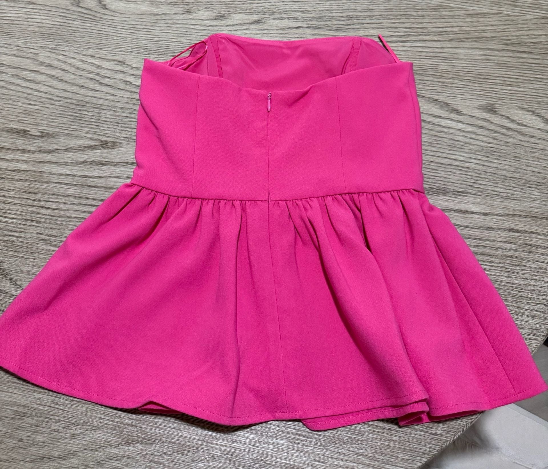 French Connection Whisper Strapless Peplum Top in Raspberry Sorbet #summervibes  8