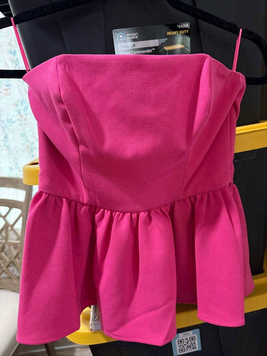 French Connection Whisper Strapless Peplum Top in Raspberry Sorbet #summervibes  9