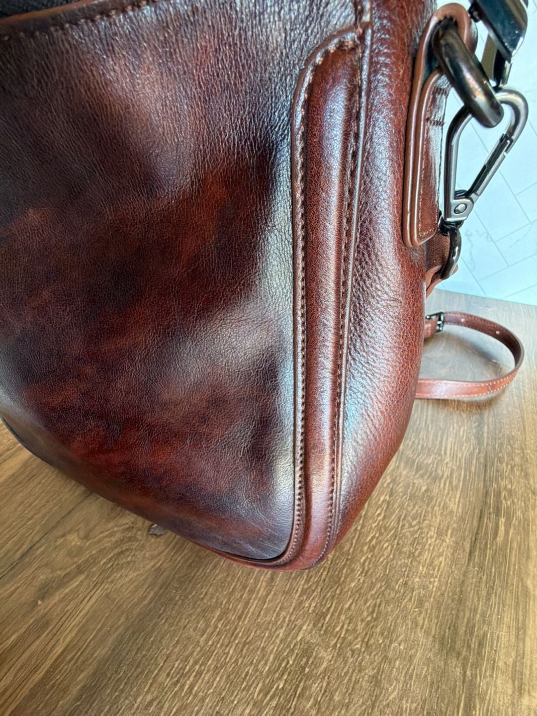 Coolcy Brown Genuine Leather Hobo Crossbody Bag 9