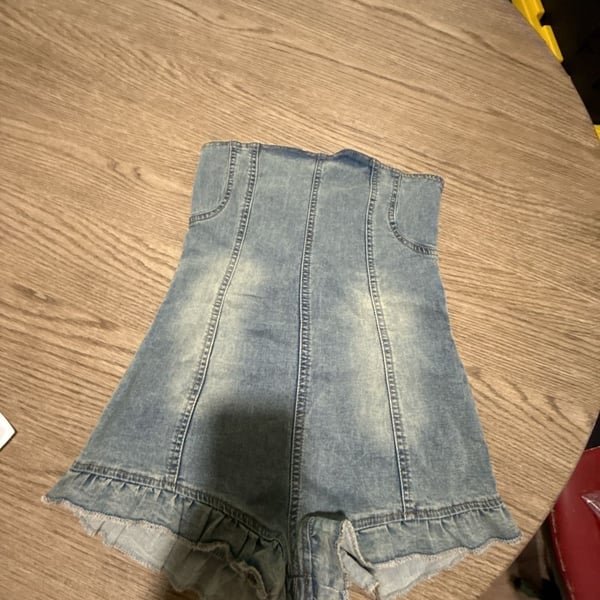 Edikted Winnie Strapless Washed Denim Romper #concert #country #summervibes