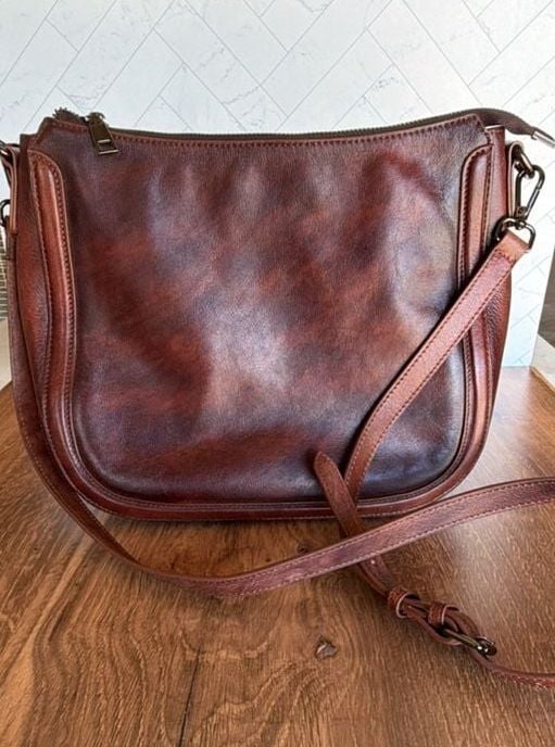 Coolcy Brown Genuine Leather Hobo Crossbody Bag 2