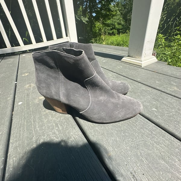 Gap Grey Suede Ankle Booties with Block Heel