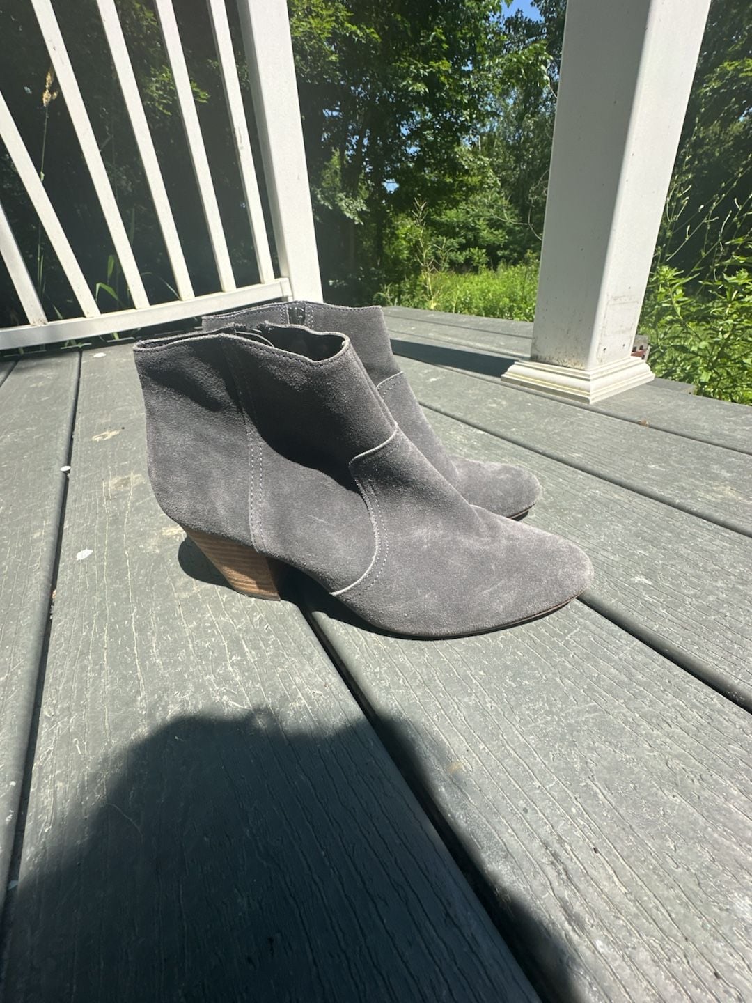 Gap Grey Suede Ankle Booties with Block Heel 3