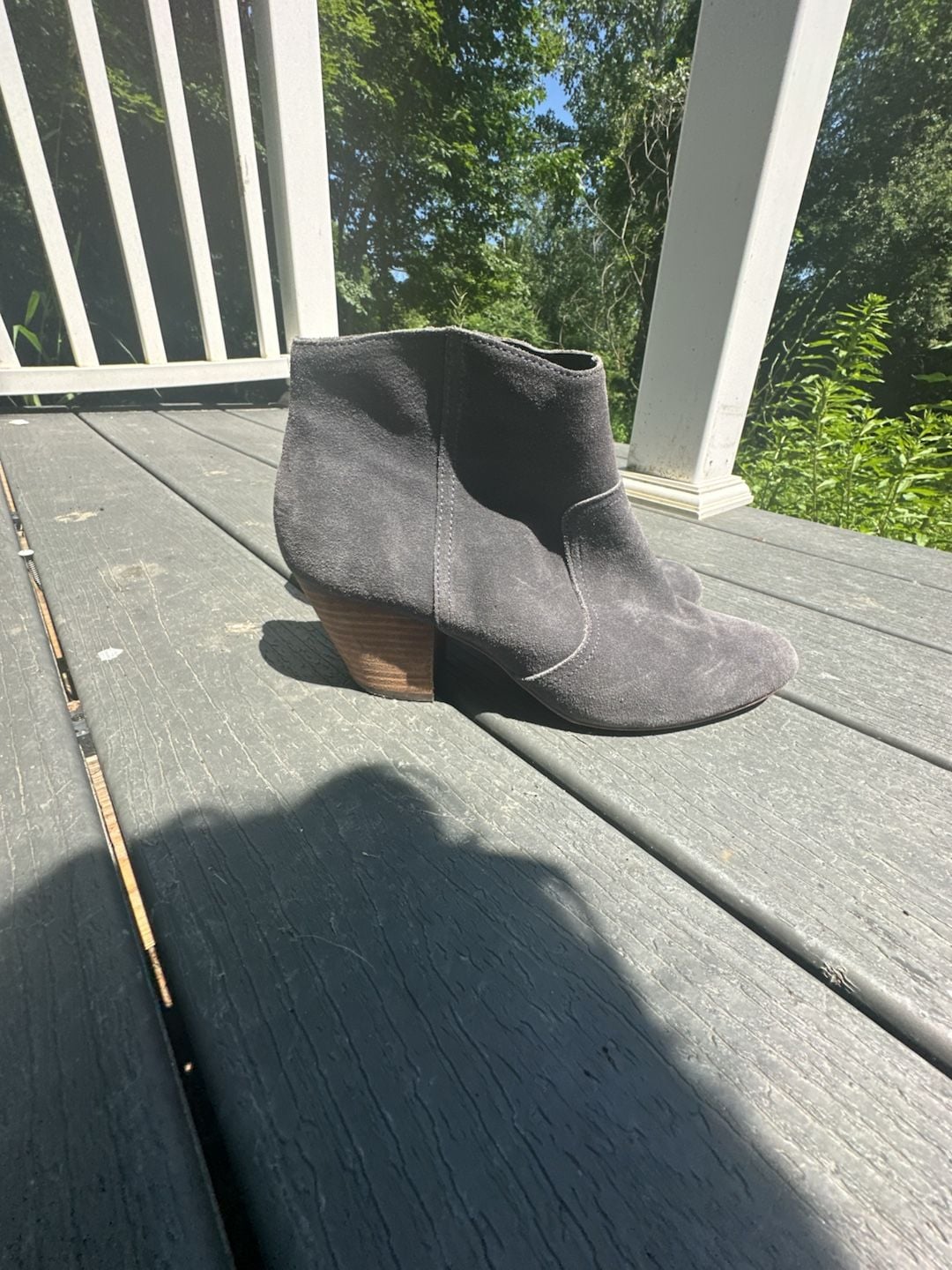 Gap Grey Suede Ankle Booties with Block Heel 4