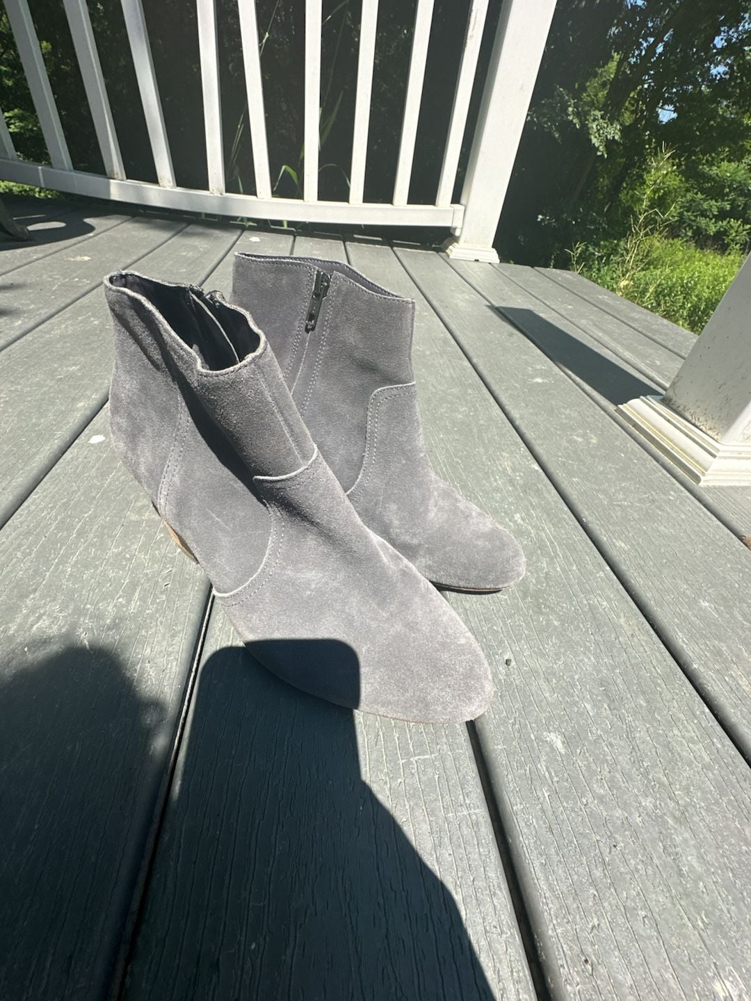 Gap Grey Suede Ankle Booties with Block Heel 6