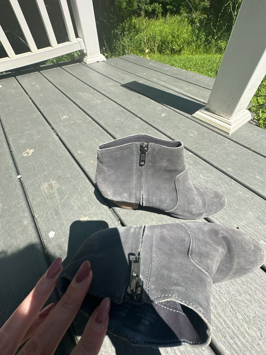 Gap Grey Suede Ankle Booties with Block Heel 7