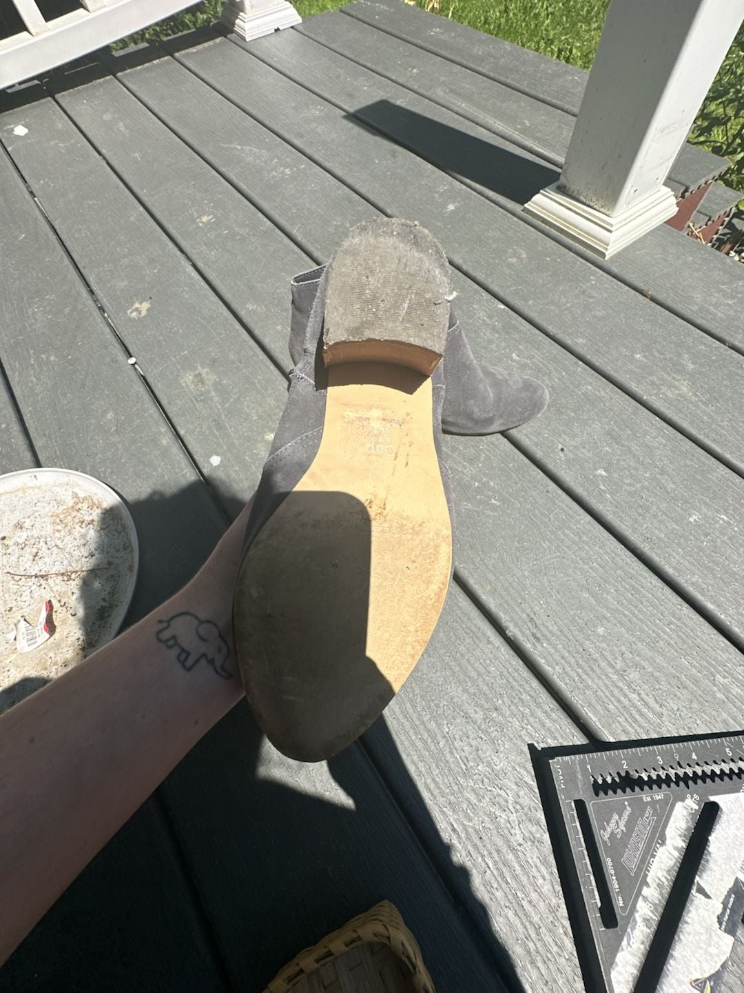 Gap Grey Suede Ankle Booties with Block Heel 9