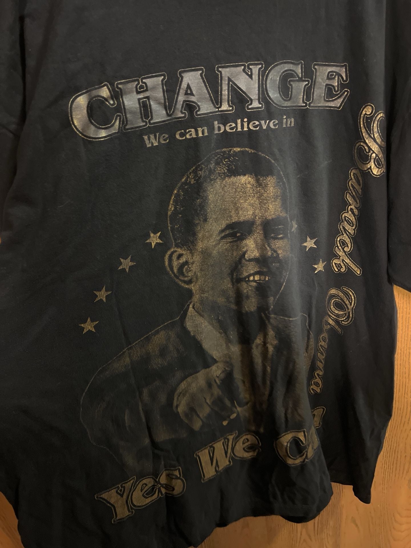 Vintage Star Heavy Weight Barack Obama Change We Can Believe In T-Shirt 3