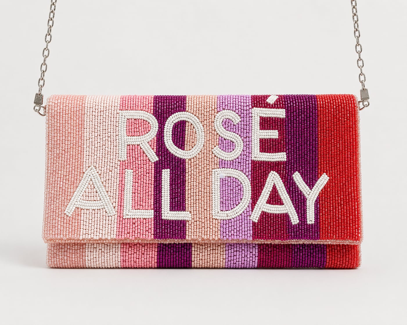 Lulus Rose All Day Multi Striped Beaded Clutch Bag 2