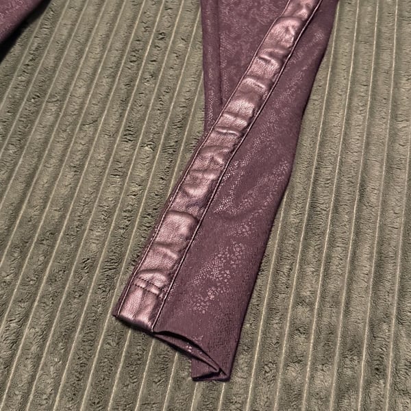 Karl Lagerfeld Paris Foil Snake Print Leggings with Faux Leather Side Stripe