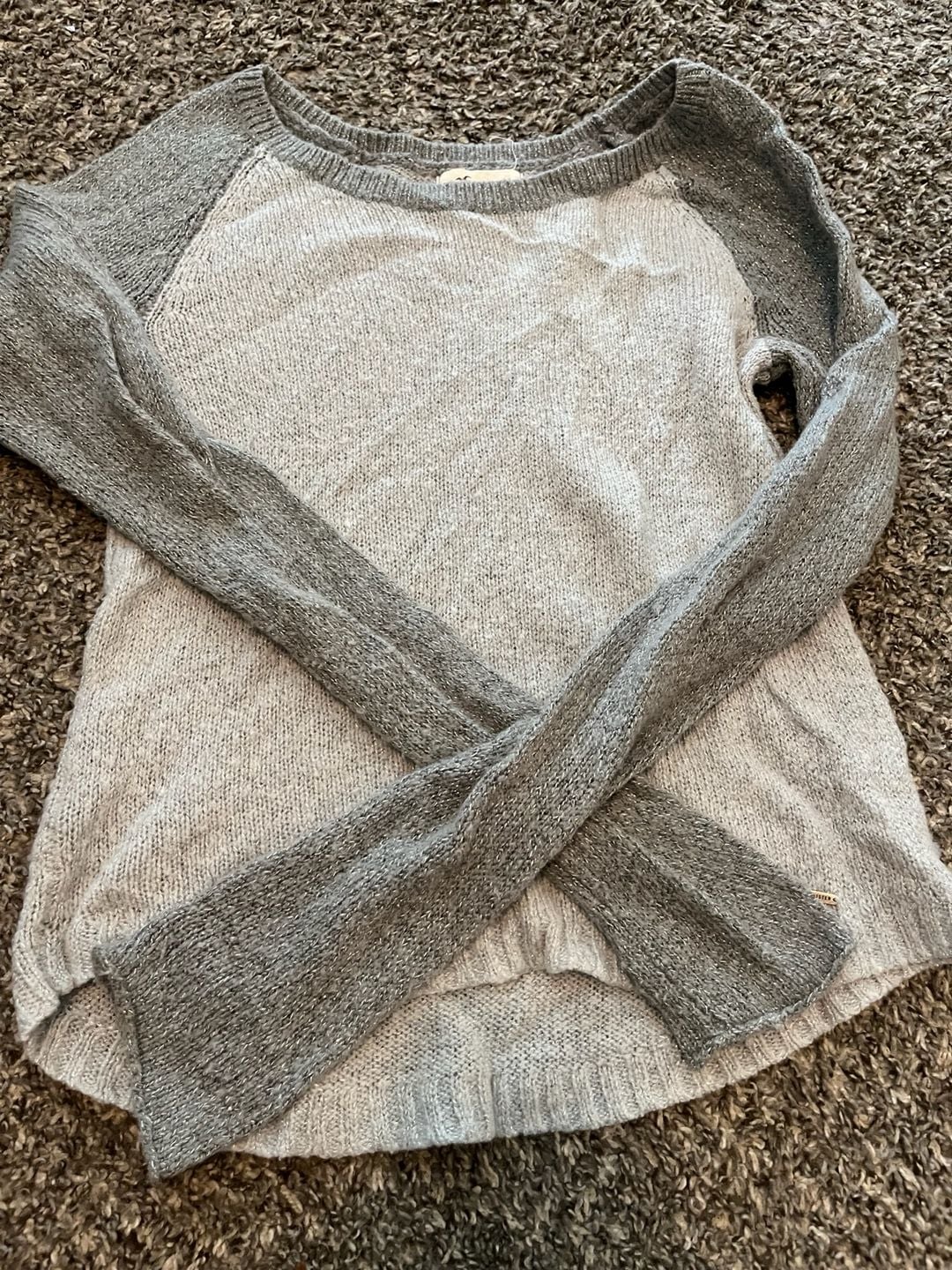 Hollister California Two-Toned Metallic Shimmer Raglan Knit Sweater 2