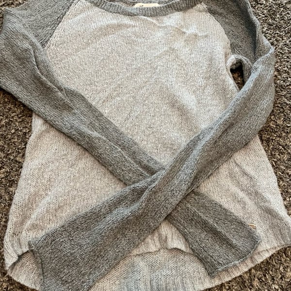Hollister California Two-Toned Metallic Shimmer Raglan Knit Sweater