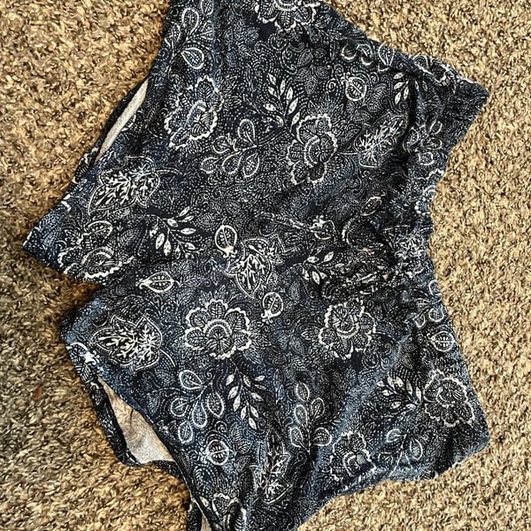 Lucky Brand Womens Paisley Floral Print Drawstring Lounge Shorts Navy White Size Large