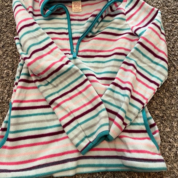 Faded Glory Girls Multicolor Striped Fleece 1/4-Zip Pullover Jacket