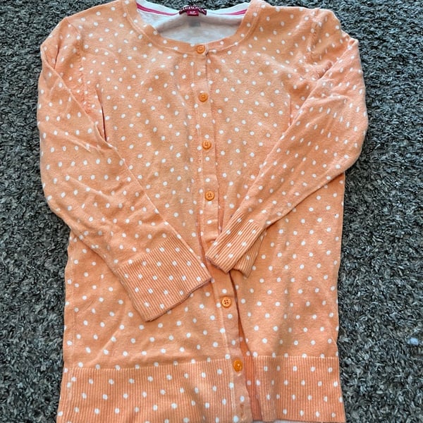 Merona Women's Orange and White Polka Dot Button-Down Cardigan Sweater