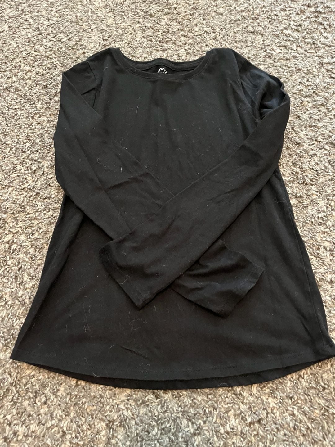 Wonder Nation Girls Black Long Sleeve Basic Crew Neck Shirt Size L (10-12) 2