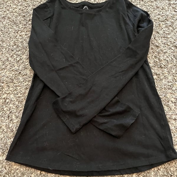 Wonder Nation Girls Black Long Sleeve Basic Crew Neck Shirt Size L (10-12)