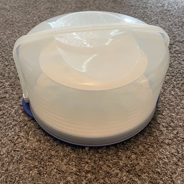Tupperware Egg Taker and Deviled Egg Carrier with Blue Base and Clear Locking Lid