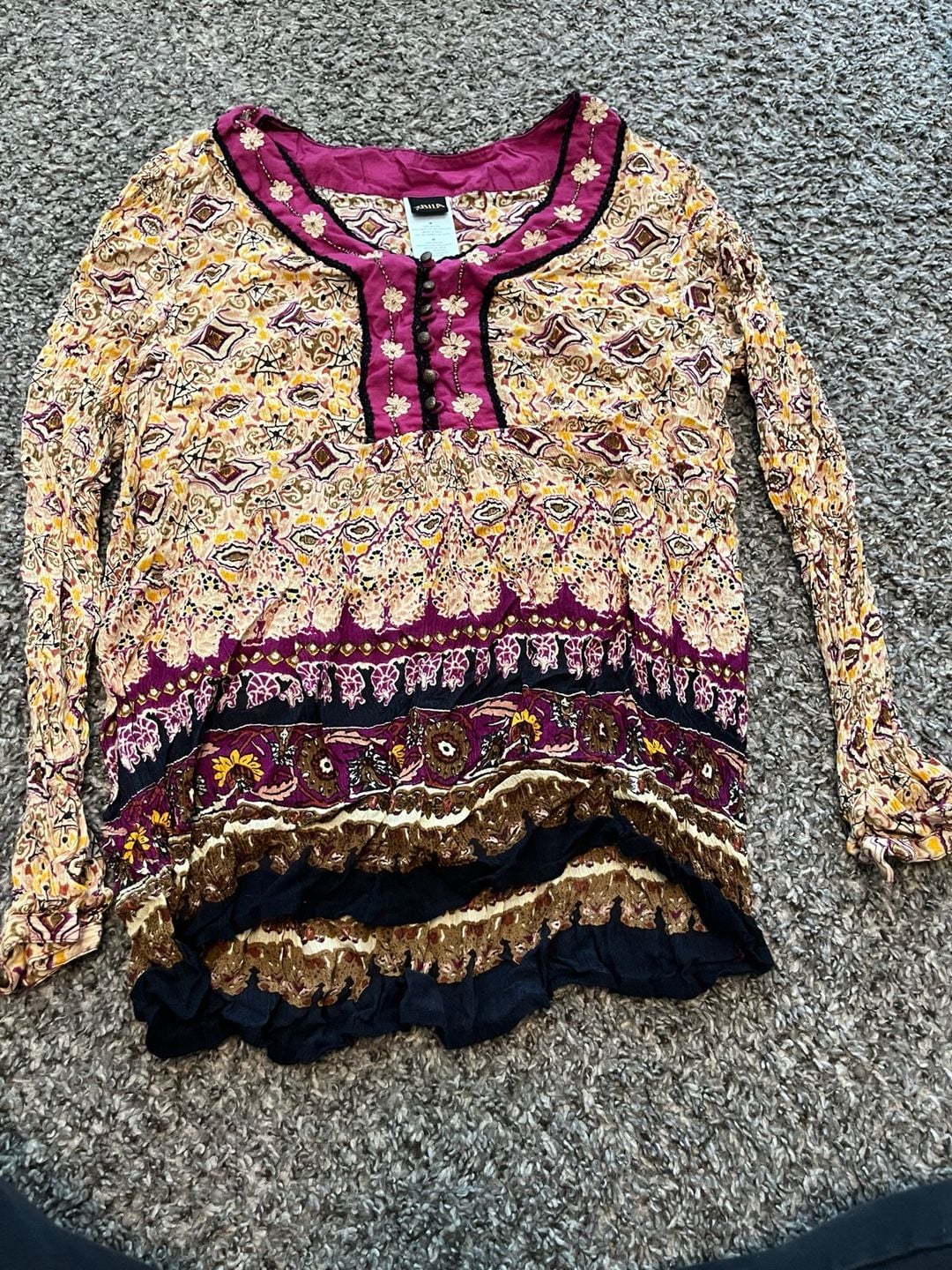 Bila Women's Bohemian Floral Print Rayon Tunic Blouse 2