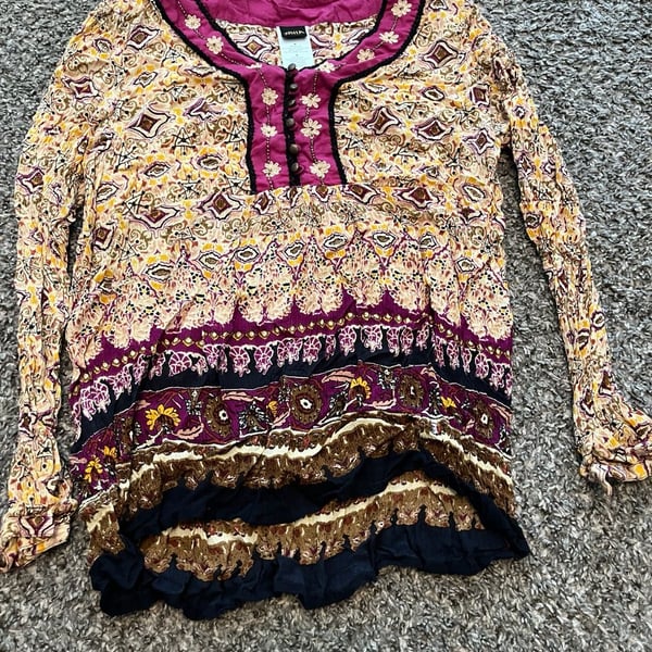 Bila Women's Bohemian Floral Print Rayon Tunic Blouse